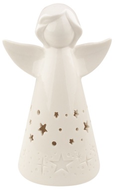Standing Porcelain LED Angel w/Stars 16 cm 