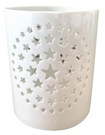 Porcelain Candle Holder with Star,White 13 cm 