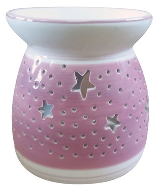 Ceramic Aroma Lamp with Stars 11 cm, Pink