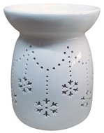 Porcelain Aroma Lamp with Snowflakes 13 cm, White