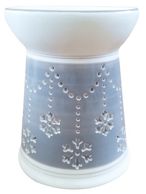 Ceramic Aroma Lamp with Snowflakes 15 cm, Grey