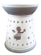 Ceramic Aroma Lamp with Angel 15 cm, White and Grey