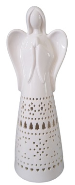 Porcelain Decoration Angel w/Snowflakes w/LED 32,5 cm 