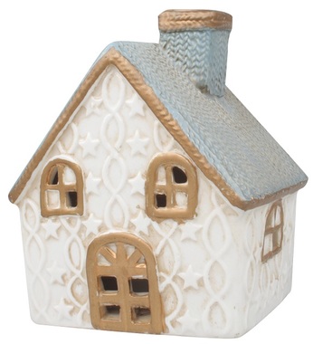 Porcelain Decoration House w/LED 8,5 x 10,5 cm 