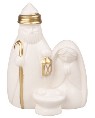 Porcelain Deco Holy Family with gold Decor 9 x 12 x 6 cm
