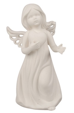 Porcelain Angel with Heart 9 x 17.5 x 10 cm