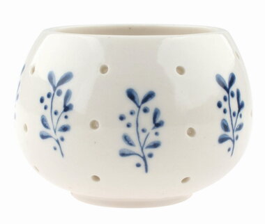 Porcelain Candleholder Blue Flowers ? 7 x 5 cm