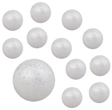 Foam Balls approx.2cm, 30 pcs, Glitter White