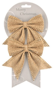 Jute Bow with Shiny Decor 13 cm, 2 pcs