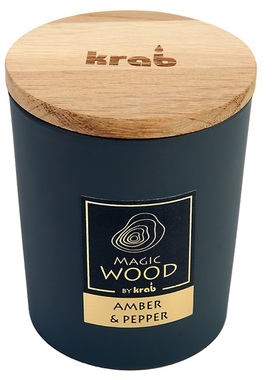 MAGIC WOOD Candle with Wooden Wick - Amber & Pepper 300 g