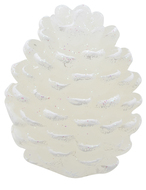 20050 Svíčka šiška bílá s bílým glitrem, 9 x 6 cm-1