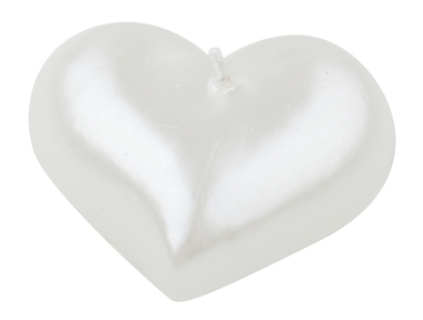 White Polished Heart-Shaped Candle 8 x 7 cm