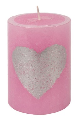 Pink Candle with Heart 7 x 10 cm, 35 Hours 