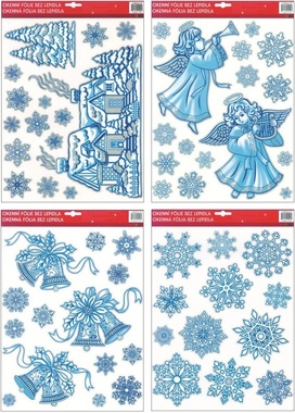 Self-Adhering Window Decoration 38x30 cm, Angels,Snowflakes, Houses... 