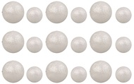 2074 Kuličky bílé glitrové 12x1,5 cm a 6x2 cm, 18 ks -2