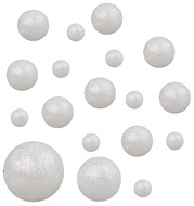 2074 Kuličky bílé glitrové 12x1,5 cm a 6x2 cm, 18 ks -1