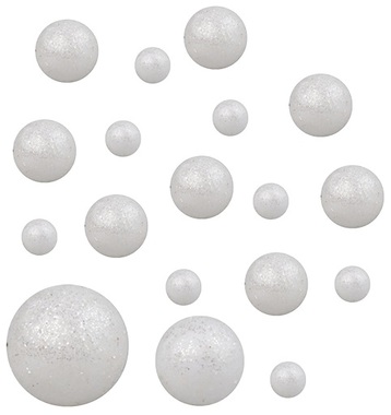 Foam Balls 12cm, 12 pcs, Glitter White