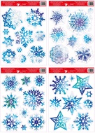 Self-Adhering Window Decoration 38 x 30 cm, Blue Snowflakes and Stars