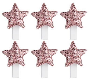 Stars Pink on Peg 3 cm, 6 pcs 