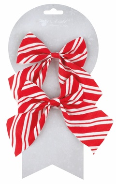 Red stripe bow 17 x 13 x 2 cm on wire, 2 pcs.