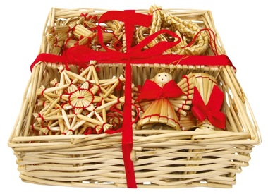 Straw Decorations 24 pcs in Basket