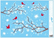 Decorative Window Cling – Brown Branches with Red Birds
