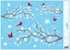 Decorative Window Cling – Brown Branches with Red Birds