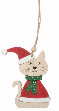 Wooden Cat 7.5 x 9 x 0.5 cm on hanger