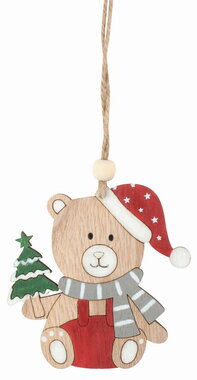 Wooden Bear with a Tree 8 x 8 x 0.5 cm on stand