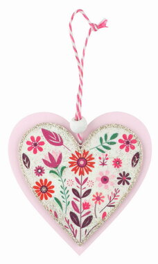 Wooden Heart pink 9 x 9 x 1 cm on stand