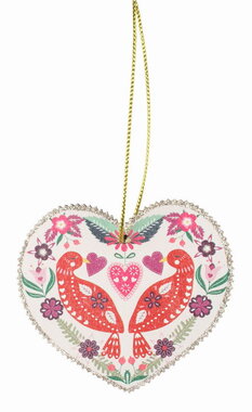 Wooden Heart painted 8 x 7 x 0.5 cm for hanging