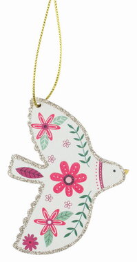 Wooden Dove Painted 9 x 7 x 0.5 cm for hanging