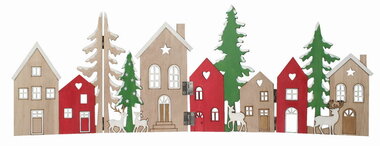 Leporelo wooden Houses 45 x 16.5 x 0.5 cm on stand