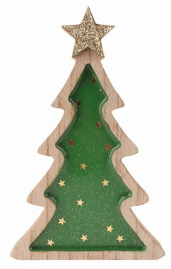 Wooden Tree glossy green 11 x 17.5 x 2 cm for standing