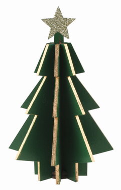 Wooden Tree green o 7 x 11 cm for standing