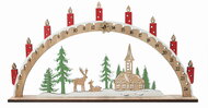Advent Calendar Candles in an Arch wooden 40 x 20.5 x 4 cm