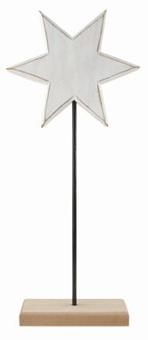Wooden Star on Metal Pole 15 x 35 x 5 cm on stand