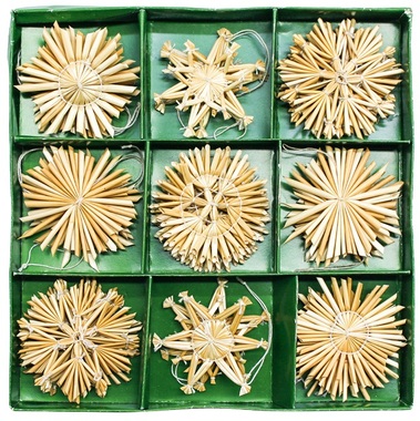 Straw ornaments approx 6 cm, 27 pcs 