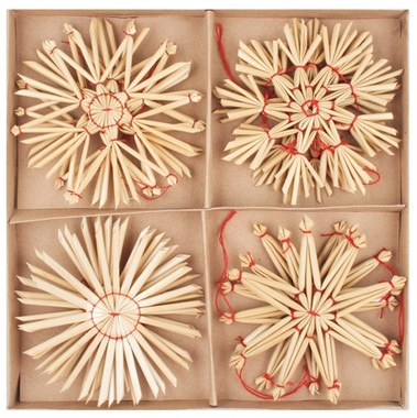 Straw ornaments 11 cm, 12 pcs