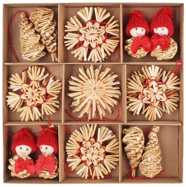 Straw Decorations Mix 6 cm, 26 ks 