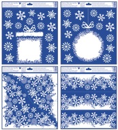 238 Okenní fólie s glitry,vánoční motivy z vloček 30 x 33,5 cm-1