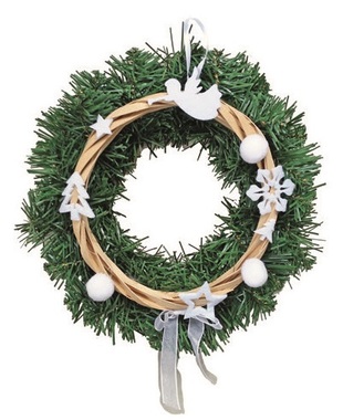 Wreath with White Decorations 25 cm 