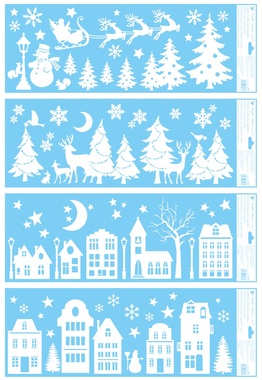 Self-Adhering Glitter Stripe Window Decoration  60 x 22,5 cm Little Houses