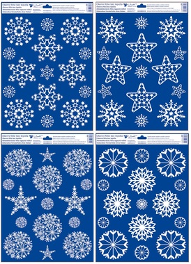 Self-Adhering Glitter Window Decoration 30 x 42 cm Snowflakes and Stars