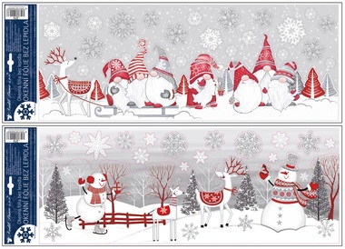 Window Clings Gnomes and Snowmen with Glitter 21 x 59.5 cm