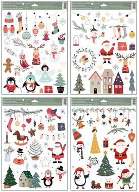 Glitter Window Clings Coloured Christmas 30 x 42 cm