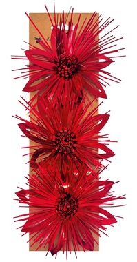 Gift rosette Flower with Sticker, Red, 11.5 x 5 x 11.5 cm, 3 pcs