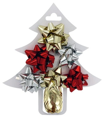Gift Wrapping Set, Rosette 5 x 2 x 5 cm 6 pcs, Gold Ribbon 0.5 cm x 10 m