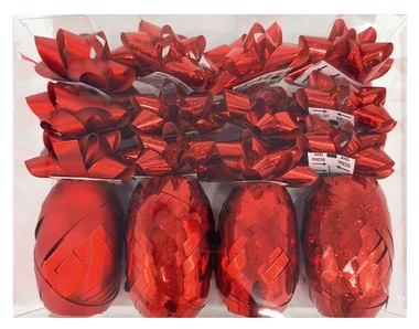 Gift Wrapping Set Red, Rosette 5 x 2 x 5 cm 12 ks, Ribbon 0,5 cm x 10 m 4 ks