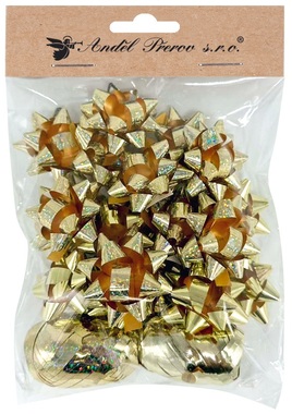 Gift Wrapping Set Gold Rosette 5 x 2 x 5 cm 20 pcs, Ribbon 0.5 cm x 10 m 2 pcs
